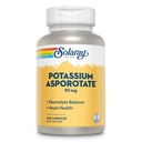 Solaray Potassium Asporotate Chelated Suplemento, Electrolyte Balance & Heart Health Support, 100 Servings, 100 Capsules