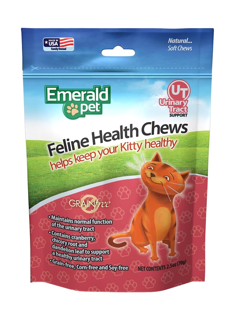 Esmeralda Pet Feline Health Chews UT Support — Natural Grain Free Urinary Tract Health Cat Chews — Cat Urinary Supplements with Cranberry, Chicory Root, and Dandelion Leaf Extract — Made in USA, 2.5 oz