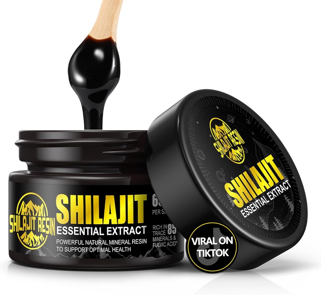 Boysea Orgánica Himalayan Shilajit Resin, 600mg Gold Grade Máxima Potency Natural Shilajit Resin para Hombres &amp; Mujeres con 85+ Trace Minerals & Fulvic Acid for Focus & Energy, Immunity - 1.7 Ounce
