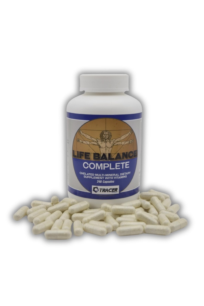 Equilibrio de vida completo - Suplemento dietético multimeneral Chelated con vitaminas - con minerales de traza de aminoácidos reales - Llenar las lagunas en su nutrición - hecho en los EE.UU. - 240 cápsulas