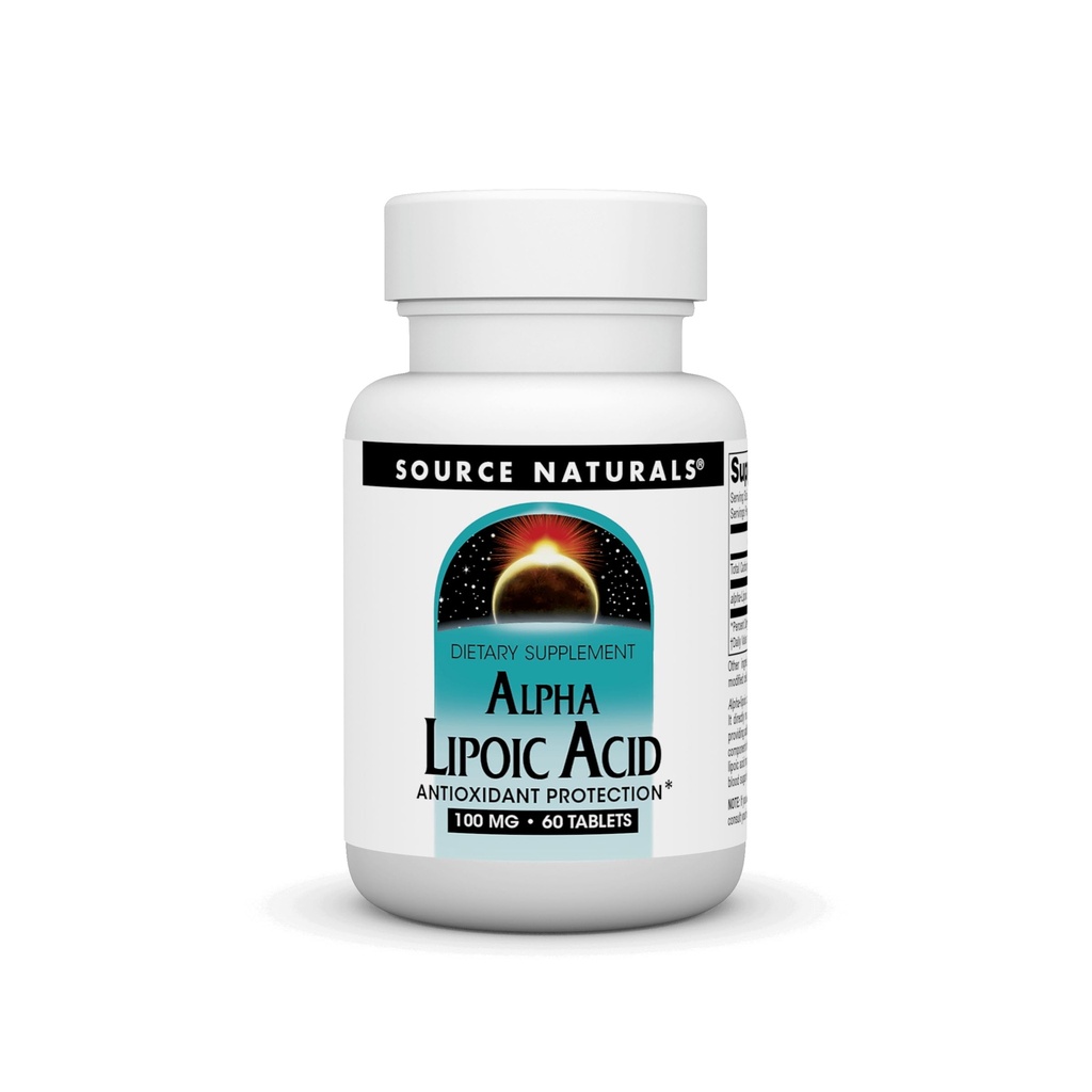 Fuente Naturales Ácido Lipoico Alfa apoya el metabolismo del azúcar saludable, función del hígado & generación de energía* -100 mg - 60 tabletas