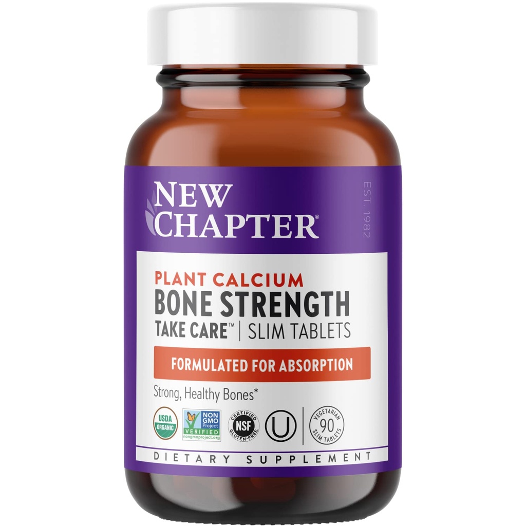 Nuevo capítulo Suplemento de calcio - Estrén de hueso Calcio completo con vitamina K2 + D3 + Magnesio, Vegetariano, Gluten libre 90 Conde (1 mes de suministro)