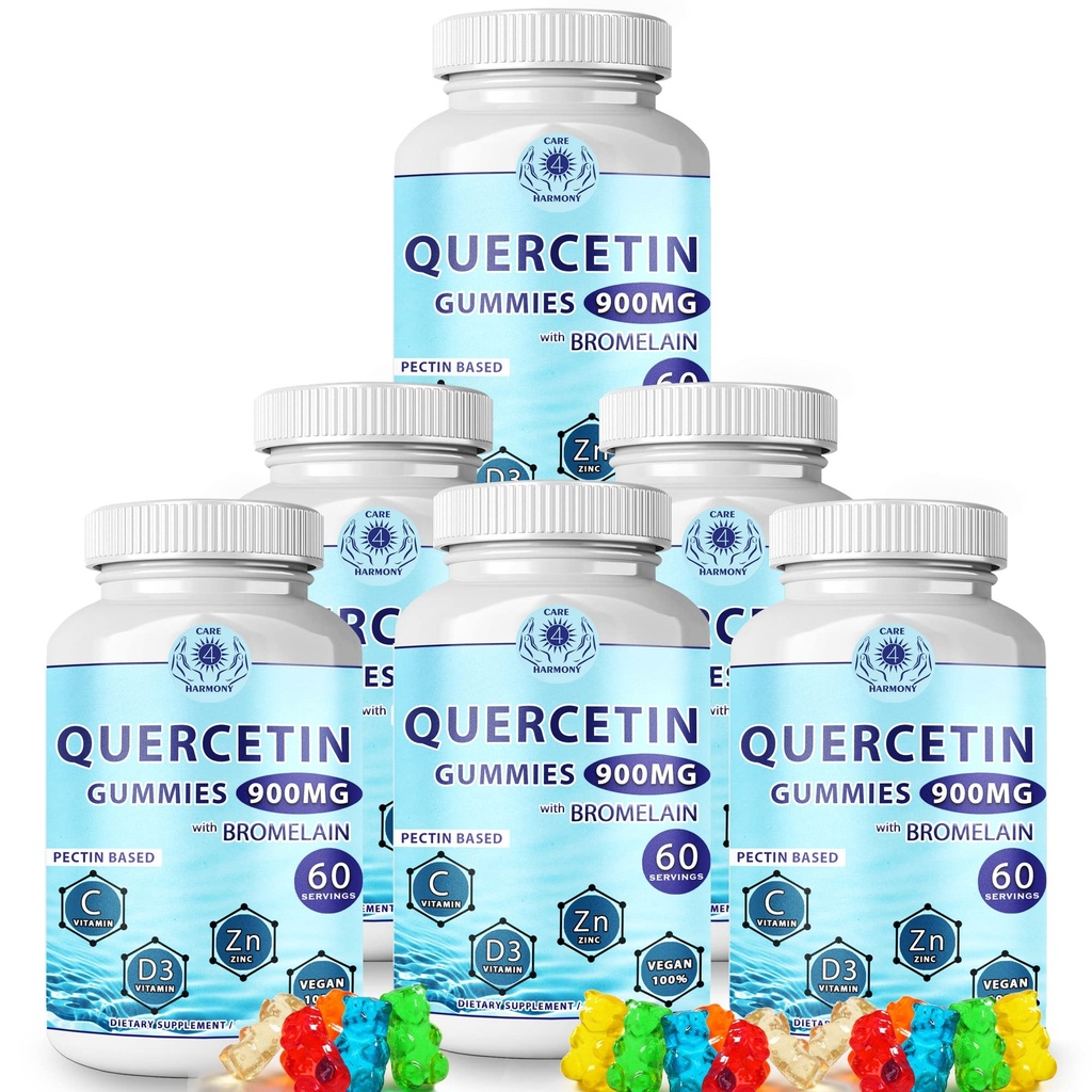 Quercetina Gummies - Quercetina con bromelaina Vitamina C + Zinc Vitamina D3 – Quercetina Chewable 900mg Suplementos - Quercetina para niños y adultos (6)