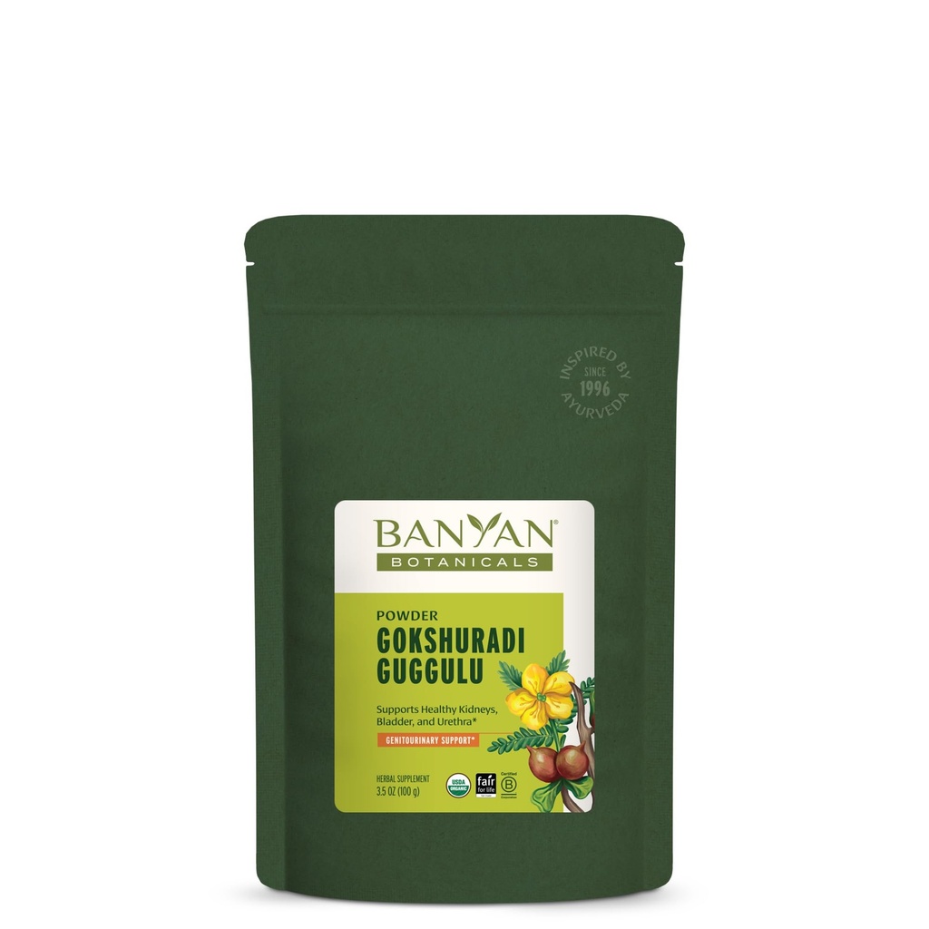 Banyan Botanicals Gokshuradi Guggulu Powder – Suplemento ayurvédico orgánico con Guggulu & Gokshura – para el tratamiento urinario saludable y el apoyo al riñón* – 3.5 oz – No GMO Fuente sostenible Vegan
