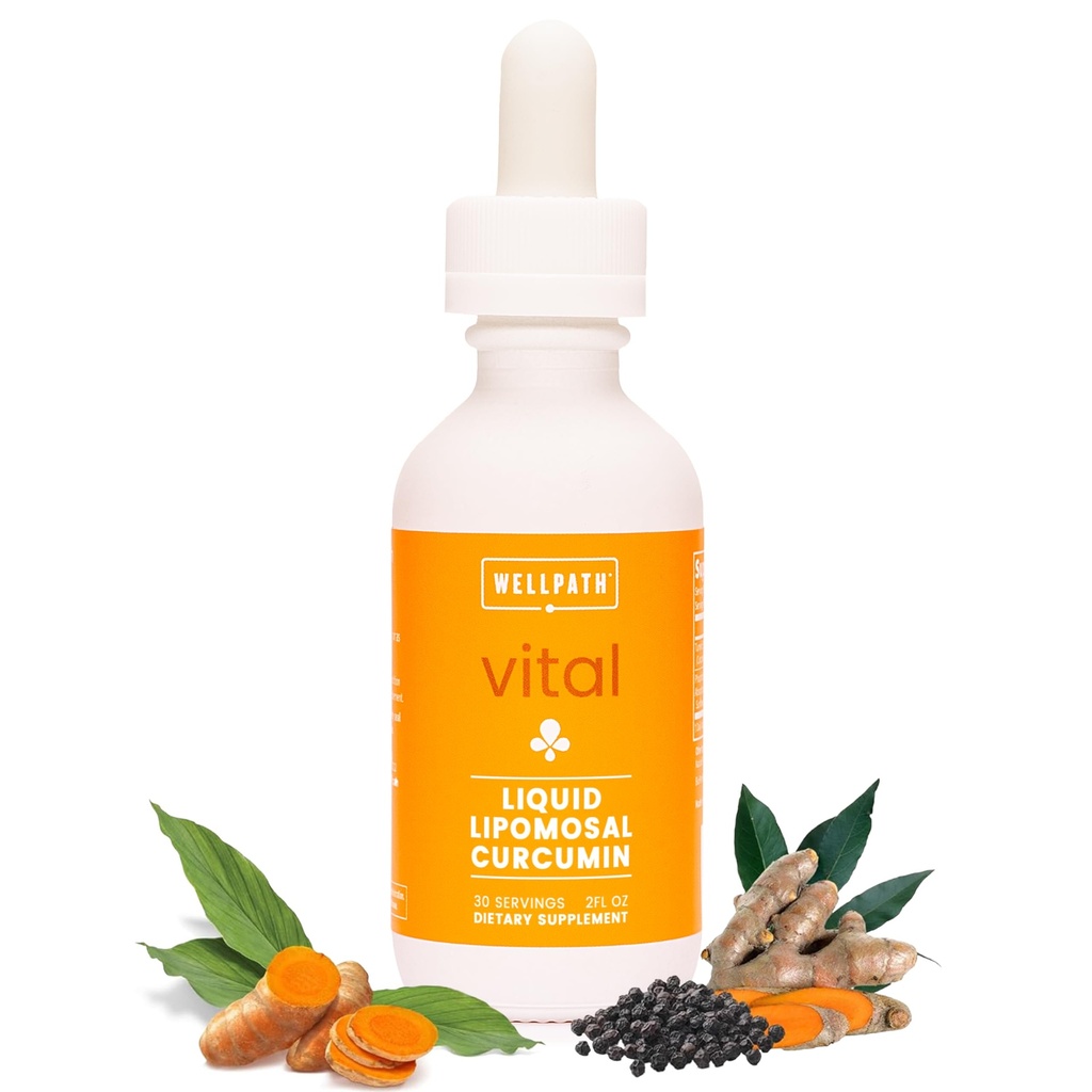 WellPath Liposomal Curcumin Suplemento Silencio Liquid Turmeric Drops with Black Pepper Extract  Enhanced Absorption ← Non-GMO, Vegan, 2 oz