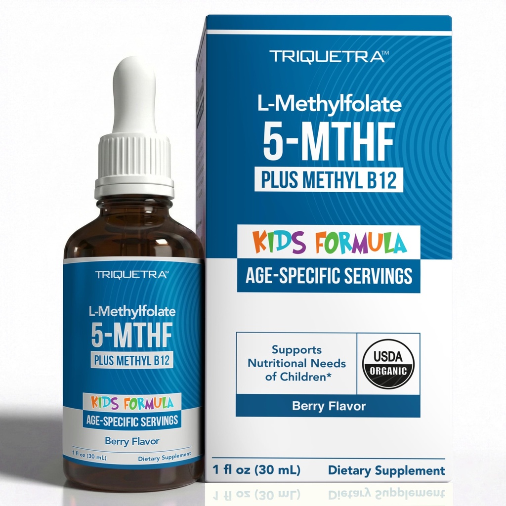 Orgánicas Methylfolate + Metil B12 Cofactor - Orgánica Berry Flavor, Forma Sublingual - 5-MTHF Forma, Forma Superior de Folate - Dosis Ajustable para Todas las Edades - Mood, Comportamiento, Cognición - 1 oz.