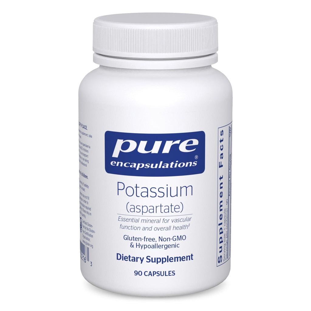 Pure Encapsulations Potassium (Aspartate) ← Suplemento hipoalergénico para apoyar Nerves, Muscles, Blood Flow, y Salud Cardiovascular