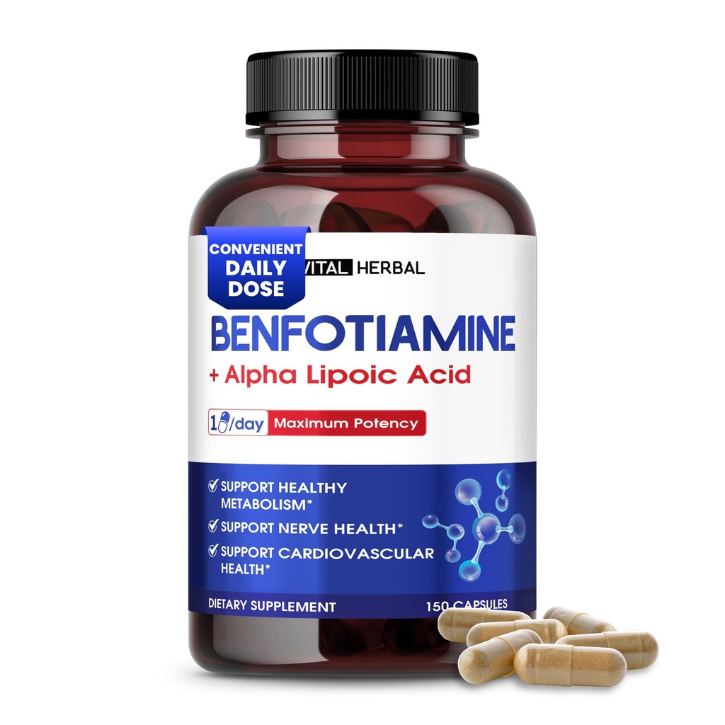 VITAL HERBAL Liposomal Benfotiamina con Ácido Alfa Lipoico - Maximum Potency- Support Metabolismo saludable - Hecho en EE.UU.