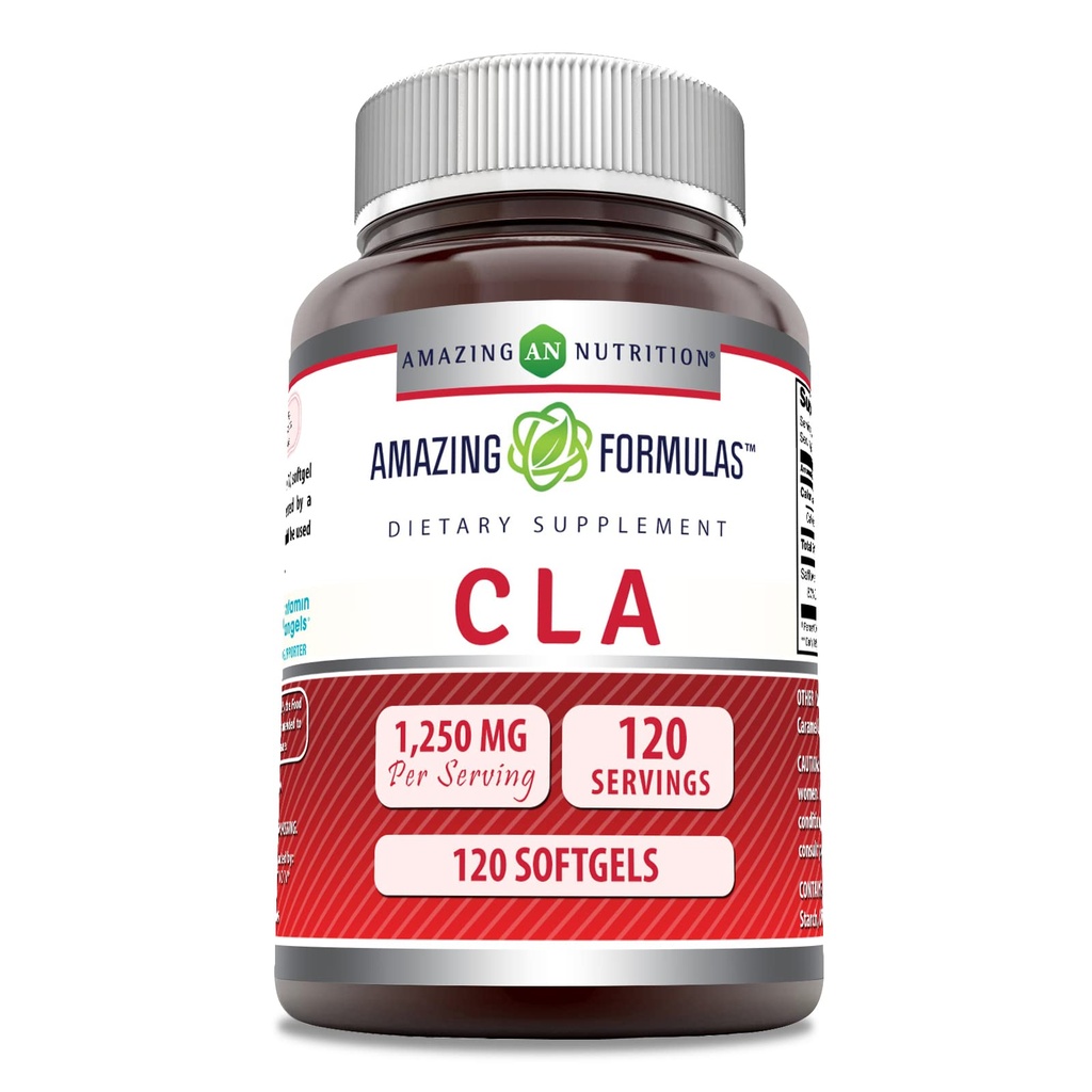 Amazing Formulas CLA (Conjugated Linoleic Acid) 1250 Mg TENIDO Softgels Suplemento No-GMO TENIDO Gluten-Free TEN Made in USA (1 Pack TEN120 Count)