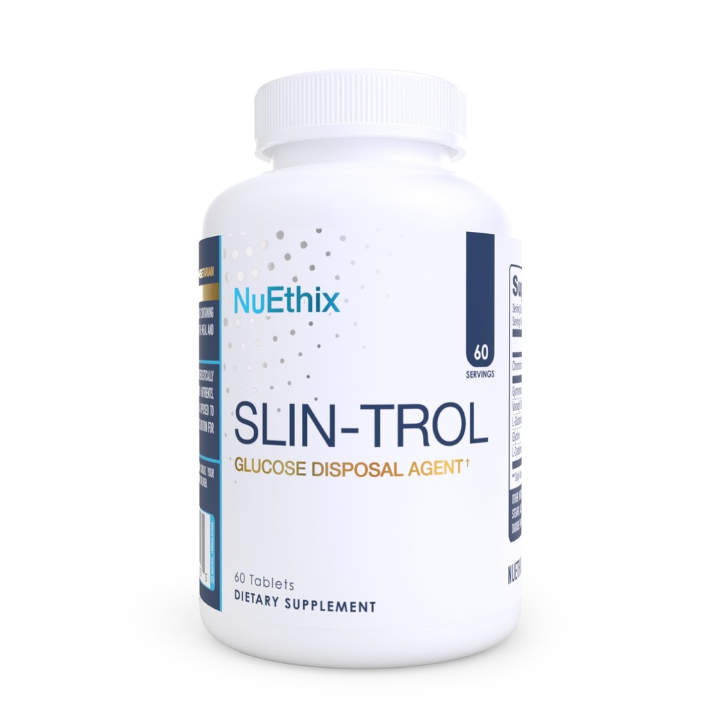 NuEthix Formulations SLIN-Trol, Glucose Disposal Agent Pills for Men &amp; Women, Nutrient Partitioning Supplement with Chromium Polynicotinate, " Glycine, Effective Carb Absorption, Non-GMO, 60 Servings