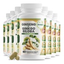 GreeNatr Ginko Biloba &amp; Panax Ginseng Supplement - Red Ginseng Brain Supplement for Memory and Focus - Ginkgo Biloba Supplements for Good Vision, Immune System and Improved Blood Flow - 12 Bottles