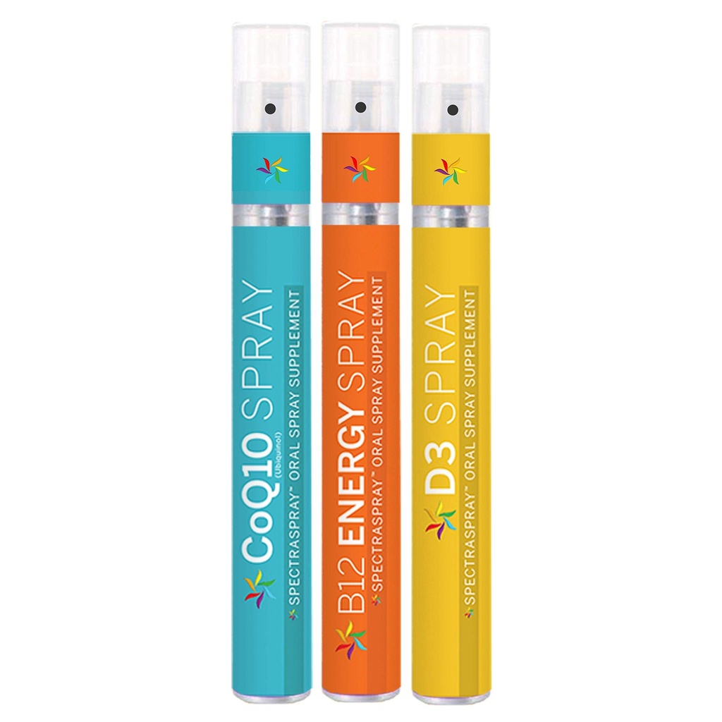Espectraspray Vitamin Spray - Anti-Aging &amp; Active Lifestyle Set (D3, B12, &amp; COQ10)