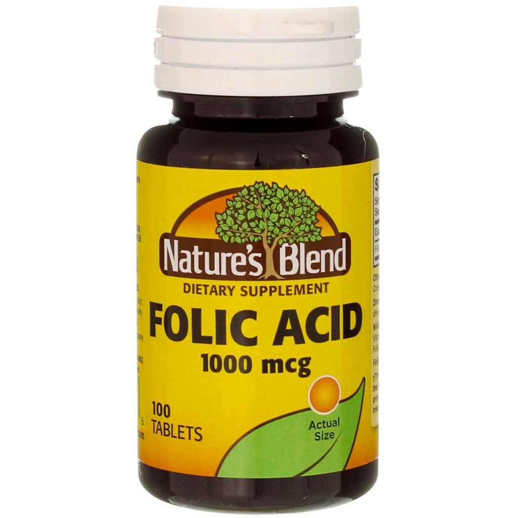 Ácido fólico 1000 mcg 1Vitamin 000 mcg 100 Tabs