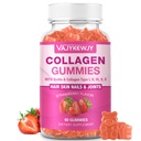 Gummies Vegan Collagen para Hombres Mujer - con Biotina, Vitamina C, " Zinc for Skin Radiance, Hair Growth, Strong Nails, " Joint Support, 60 Count
