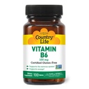 Country Life Vitamin B-6, Supports Energy and The Nervous System, 100mg, 100 capsules Vegan, Gluten certificado libre, Vegan certificado, Halal certificado,...