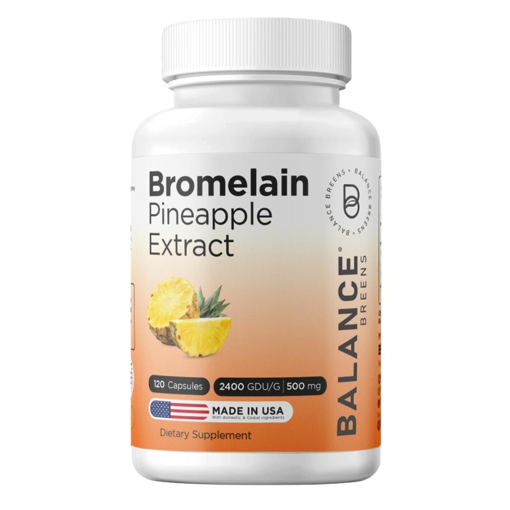 Balancebreens Bromelain 500mg, 120 cápsulas - Pineapple Extract Digestive Enzyme, Supports Digestion and Joint Health Supplement