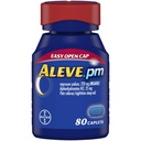 Aleve PM Caplets, Fast Acting Sleep Aid and Pain Relief for Headaches, Muscle Aches, Non-Habit Forming 220 mg Naproxen Sodium y 25 mg Diphenhydramine HCl Capsules, 80 cuentan