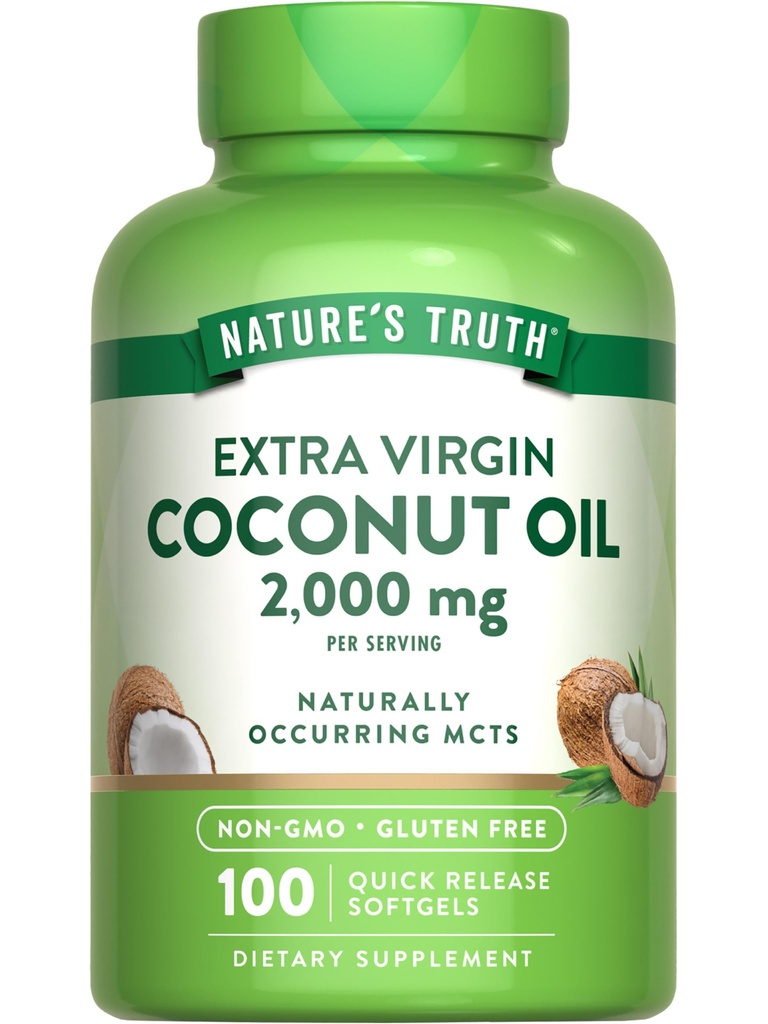 Verdad de la naturaleza Suplemento de aceite de coco Silencio 100 Softgels Silencio Naturalmente Occurriendo MCTs Silencio No GMO &amp; Gluten Gratis