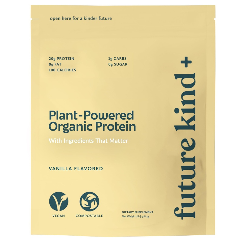 Futuro Kind Vegan Protein Powder, Vanilla, Pea Plant Protein for Lean Muscle with Iron &amp; Fiber, Whey-Free, Sugar-Free, Soy-Free, Non-Dairy (34 Servings)