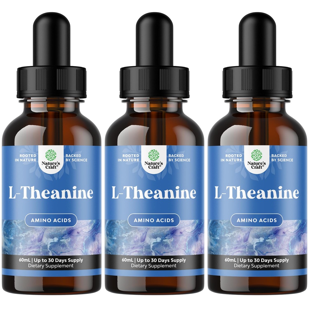 Natures Craft High Absorption L-Theanine Liquid Drops - Suplemento Nootropic Focus con L Theanine 200mg Por Serving and Chamomile Extract - Suplemento para adultos y niños Relax y Focus - 6oz