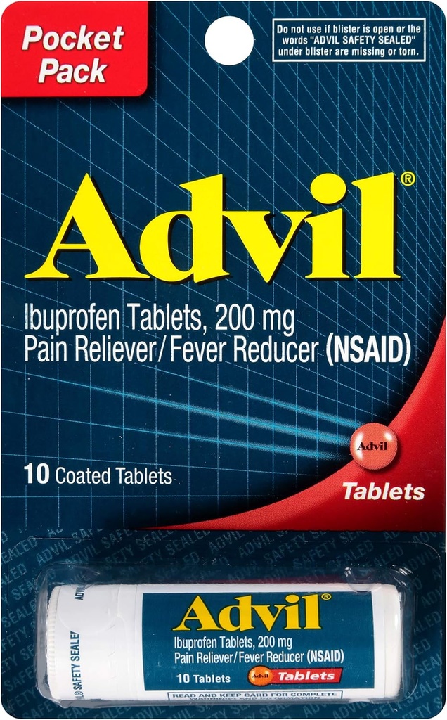Alimentador de Dolor y Reductor de Fiebre, Ibuprofen 200mg, 12 x 10 Conde, Botella de tamaño de viaje