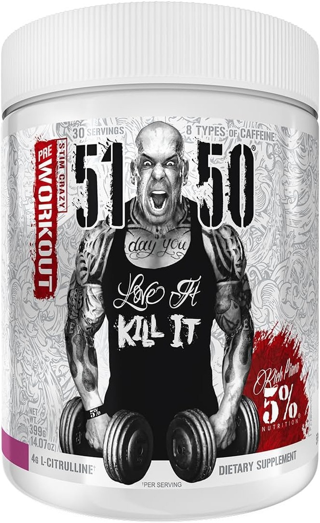 Rich Piana 5% Nutrition 5150 High Stim Pre-Workout Powder ← Extreme Energy, Focus, Pumps &amp; Endurance ← 400 mg Caffeine, Citrulline, Beta Alanine, N-Acetyl L-Tyrosine ← 30 Srvgs (Wildberry)