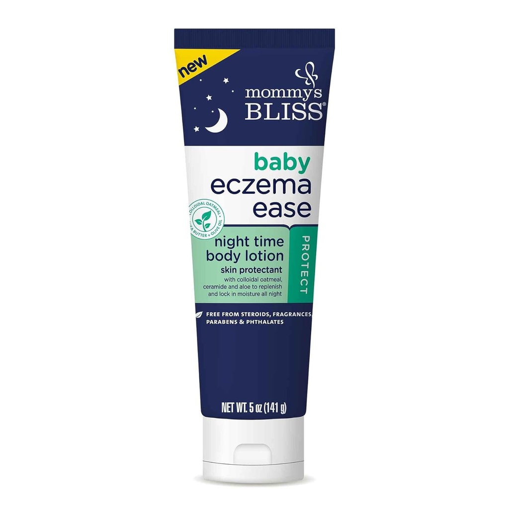Mami's Bliss Eczema Ease Night Moisturizer w/colloidal Oatmeal, Shea Butter & Olive Oil, Relieves Skin Irritations ' Itching due to Eczema, Ceramide & Aloe, Free of Steroids & Phthalates, 5 oz