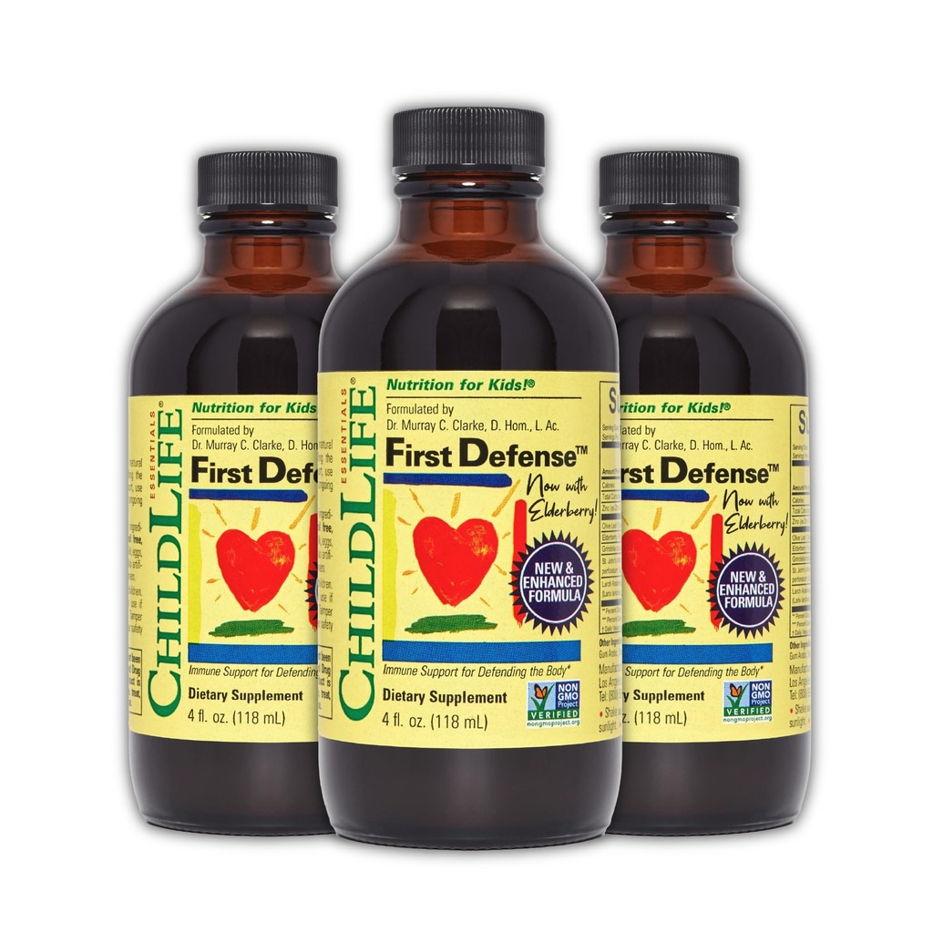 NILDLIFE ESSENTIALS First Defense - Kids Immune Support, Immune Support for Kids, Toddlers 1-3, Babies 6 Months+, Vitamin Syrup with Elderberry, Zinc, Non GMO, Gluten Free - 4 Fl Oz (Pack of 3)