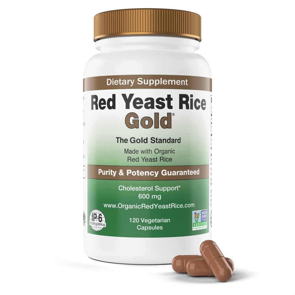 Hecho con 600 mg de arroz de levadura orgánica - IP6 International - 120 cápsulas vegetarianas