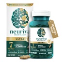 NEURIVA Ultra Decaffeinated Clinically Tested Nootropic Brain Supplement for Mental Alertness, Memory, Focus " Concentration, Cognivive, Neurofactor, Phosphatidylserine, Vitaminas B6 B12, 60 cápsulas