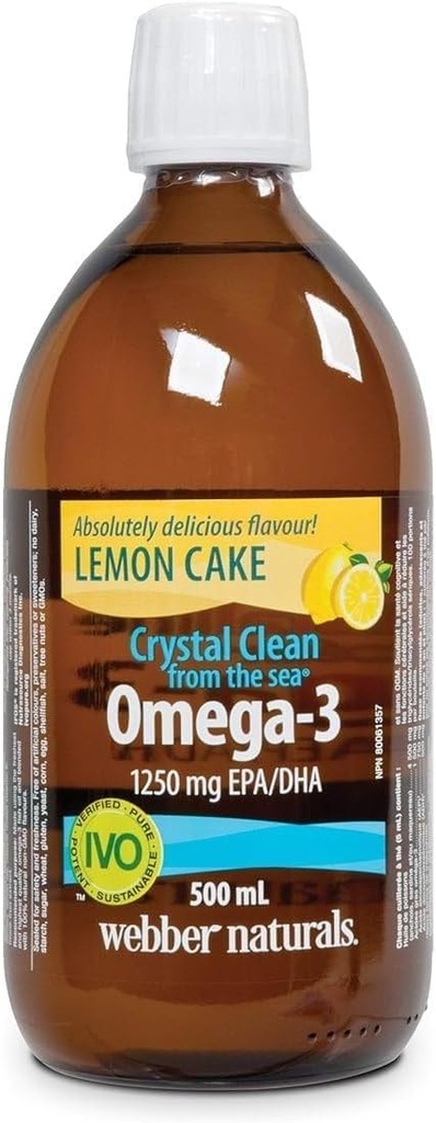 Webber Naturales Ocean Pure Omega-3 Pez líquido aceite - Pastel de limón 500 ml