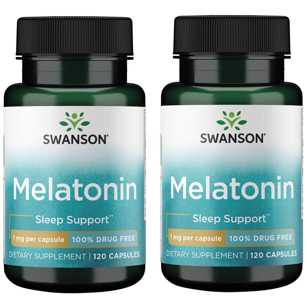 Swanson Melatonina - Suplemento Herbal - El sueño y la relajación - 120 cápsulas, 1 mg cada (2 paquete)