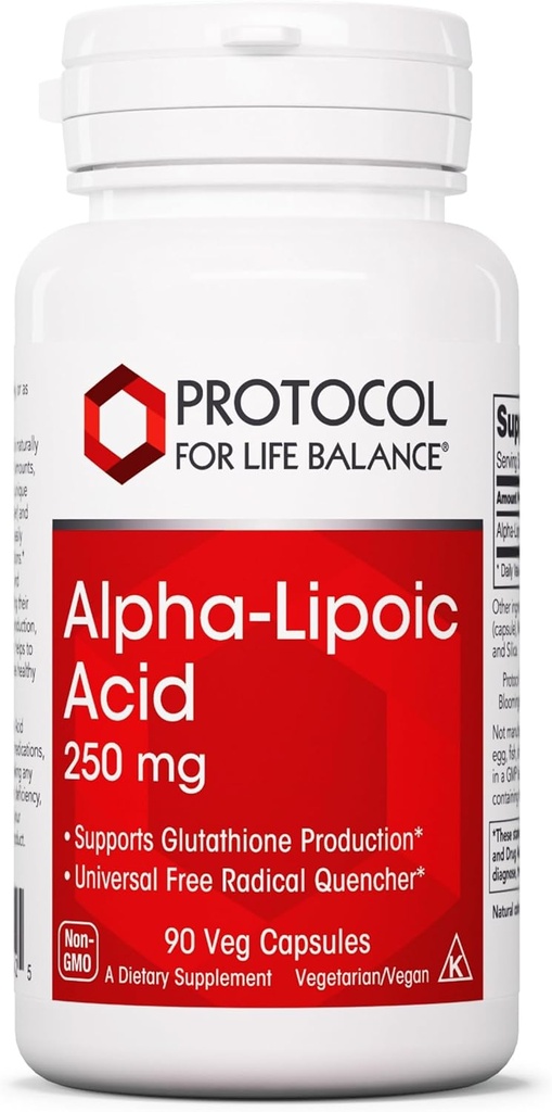 PROTOCOLO PARA LA VIDA BALANCE Suplemento Ácido Alfa-Lipoico - 600 mg ALA - Oxidative Stress Quencher, Blood Flow & Heart Health - Kosher & Dairy Free - 60 cápsulas Veg