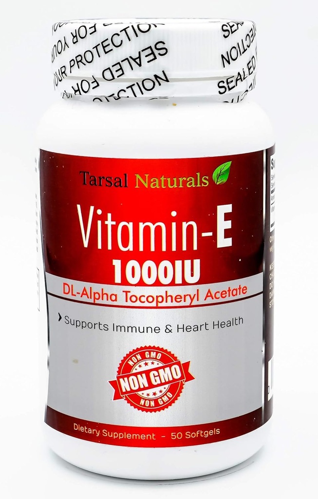 Vitamina E 1000 UI 50 Softgel Capsules Naturales Apoyo Sobre toda la Salud Energía Actividad Física Made in USA Gluten Free FDA Registered Facility cGMP Non GMO