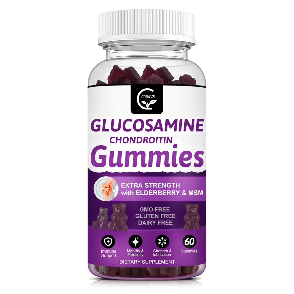 Glucosamine Chondroitin Gummies with MSM & Elderberry – Extra Strength Mobility & Flexibility Support, Antioxidant Immune Supplement for Women &amp; Men