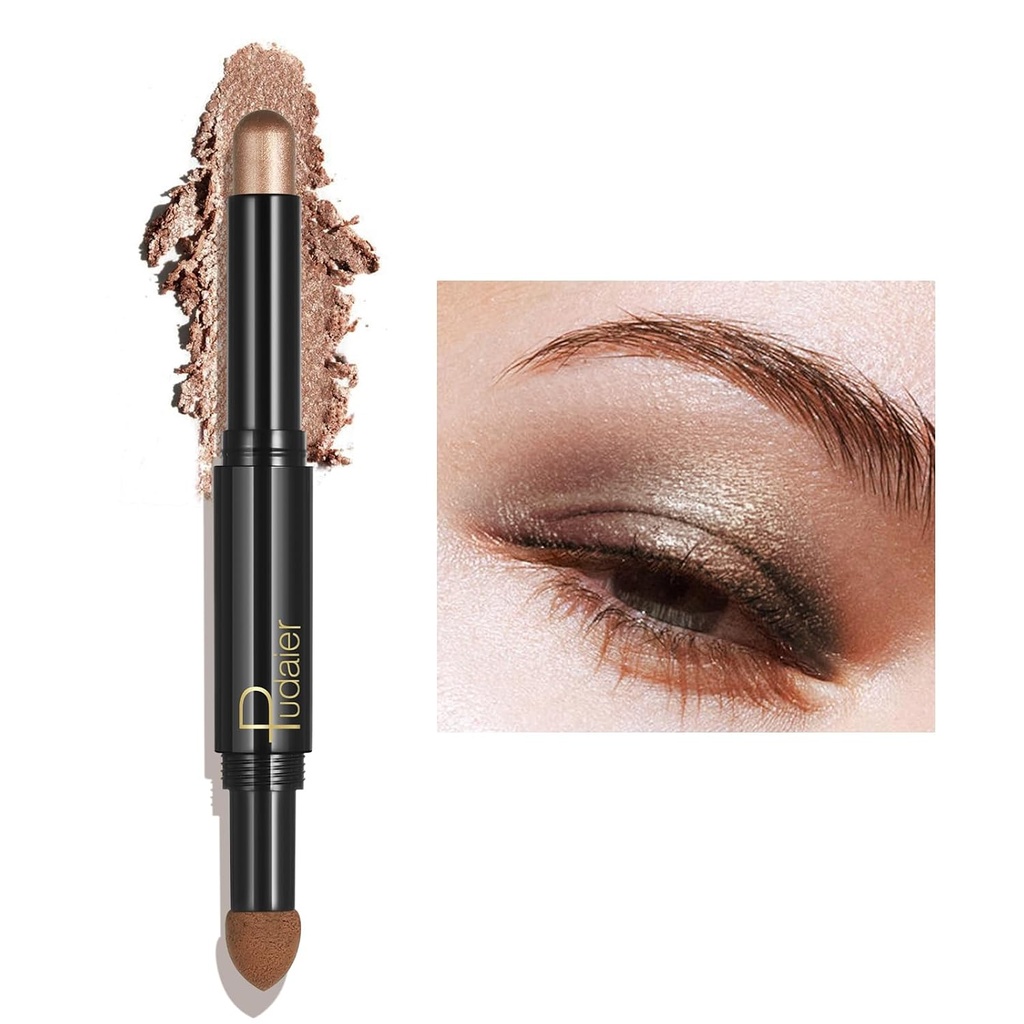 ZUK 2-en-1 Cremy Eyeshadow Stick, Matte & Shimmer Eye Shadow, High Pigmented Eye Shadow Sticks, Long Lasting Eyeshadow Highlighter Pencil, Glitter Eyeshadow Crayon for Women, Cruelty-Free and Vegan