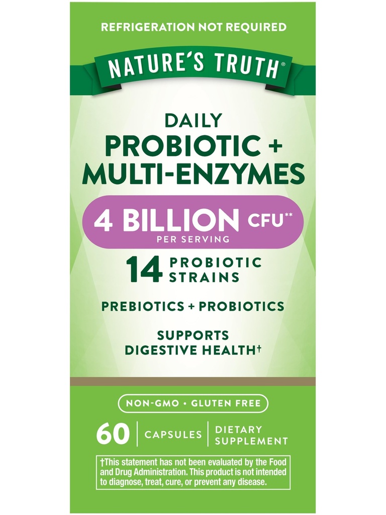 La Verdad de la Naturaleza Probióticos con Enzymes 60 Capsules Silencio para Hombres y Mujeres