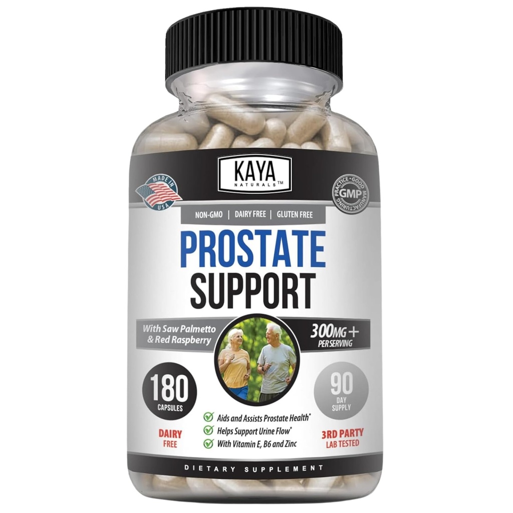 Kaya Naturals Apoyo a la próstata Silencioso Bloqueador DHT para el crecimiento del cabello, Promover el sueño, Bloqueador de beta para reducir la orina frecuente, soportar el vacío de la vejiga " Suplemento de resistencia (180 cápsulas)