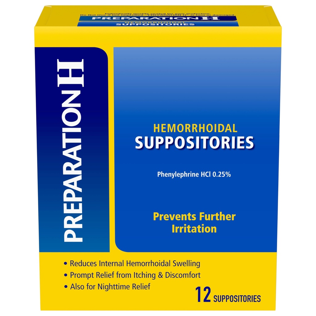 Preparación H Hemorrhoid Suppositories For Itching And Discomfort Relief - 12 Cuenta (Pack of 1)