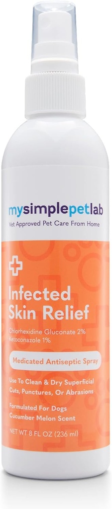 MySimplePetLab Ketoconazole " Chlorhexidine Dog Spray, Hot Spot Treatment, Relieves Cuts " Abrasions, Cleans, Dries Skin Quickly, with Aloe, Vitamin E, Skin Relief Irritation Spray for Dogs