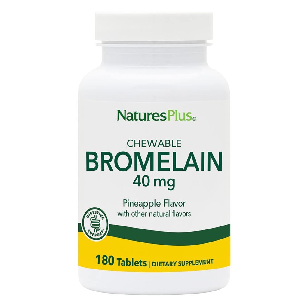 Naturalezas Plus Bromelaina Chewable - 40 mg - Natural Proteolytic Enzyme Suplemento - 180 Tablas Chewable (180 Serviciones)