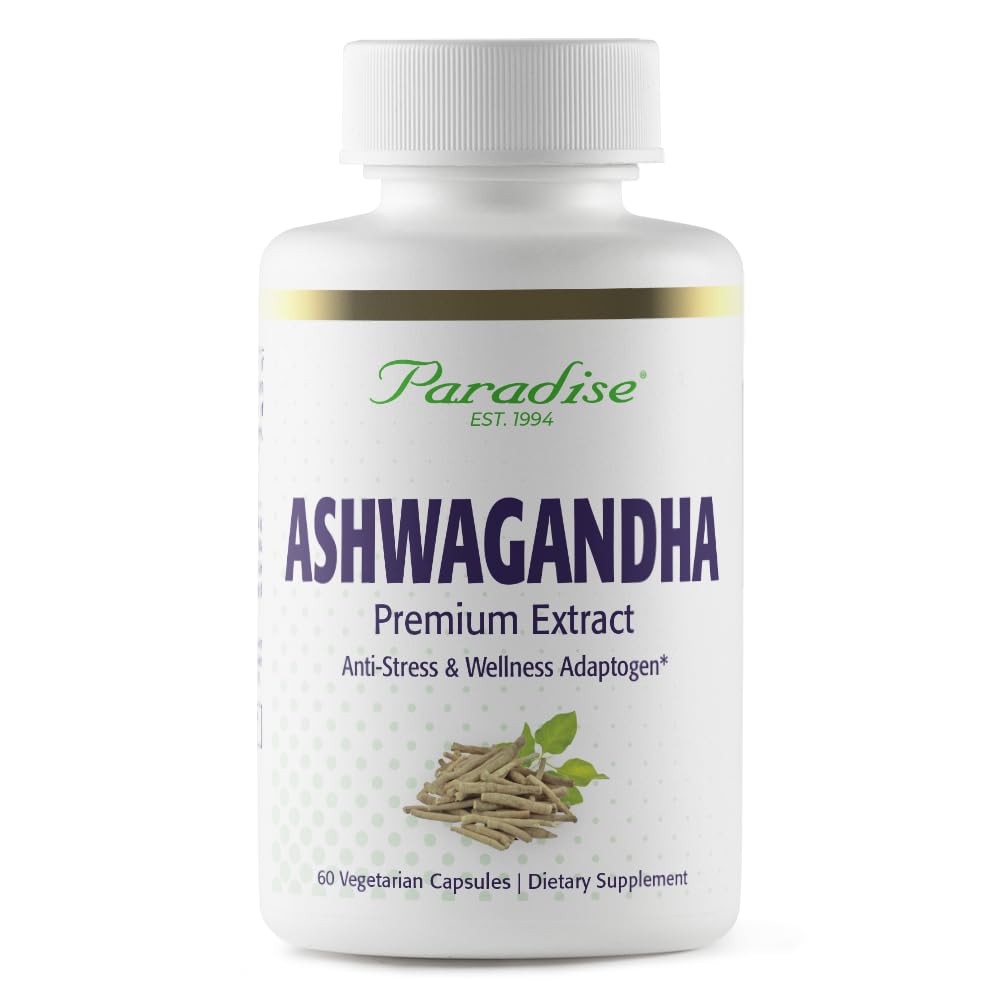 Herbs paradisiacos orgánico Ashwagandha, Ayurvedic Adaptogen, Vegan, Non GMO, Gluten Free, 60 cápsulas vegetarianas