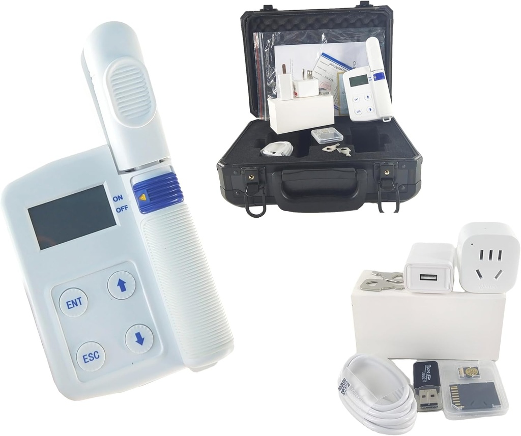 Digital Chlorophyll Content Meter Plant Chlorophyll Nitrogen Content Leaf Temperature Tester with Measuring Range 0.0-99.99SPAD Nitrogen 0.0-99.99mg/g Temperatura -10-99.9°C