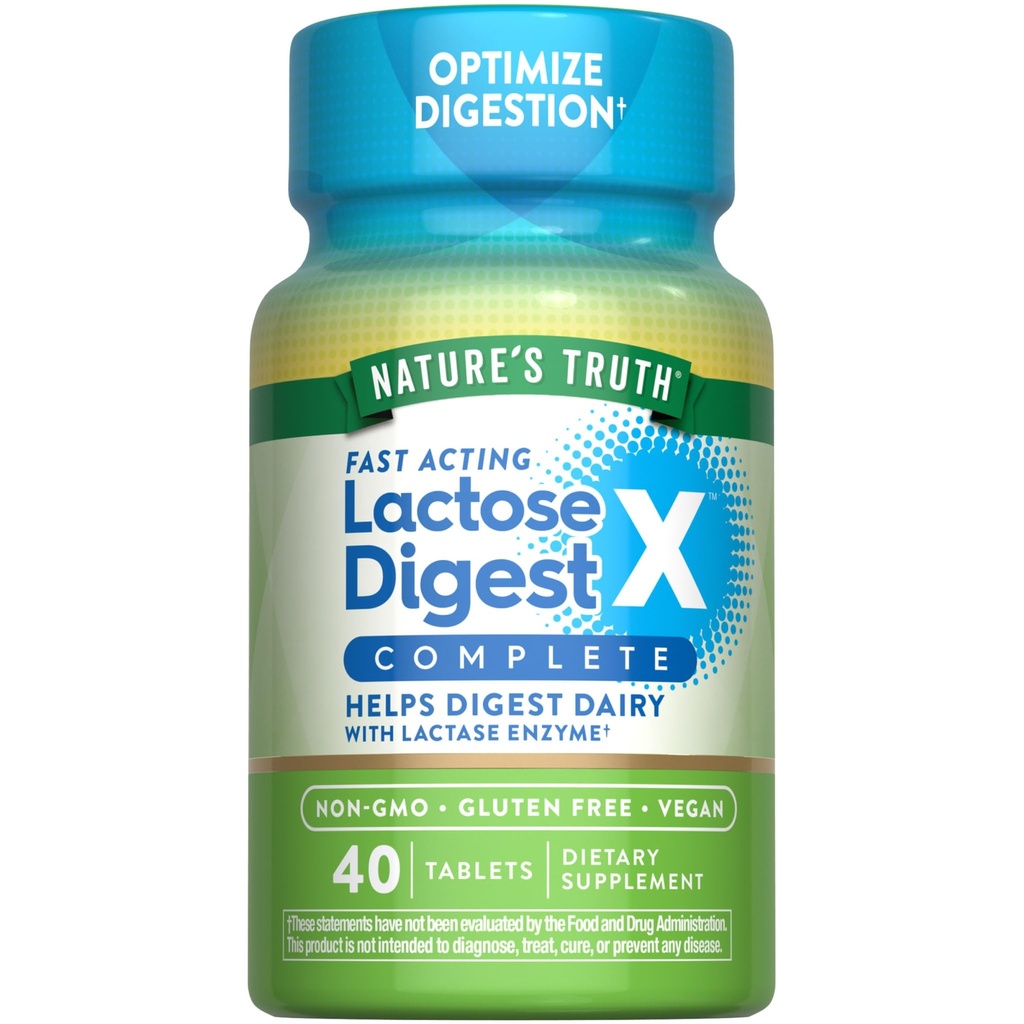 La verdad de la naturaleza Lactose Digest Pills Actuando Rápido para Adultos Silencioso con Lactase Enzyme ← Vegan, No Gluten Suplemento Gratis