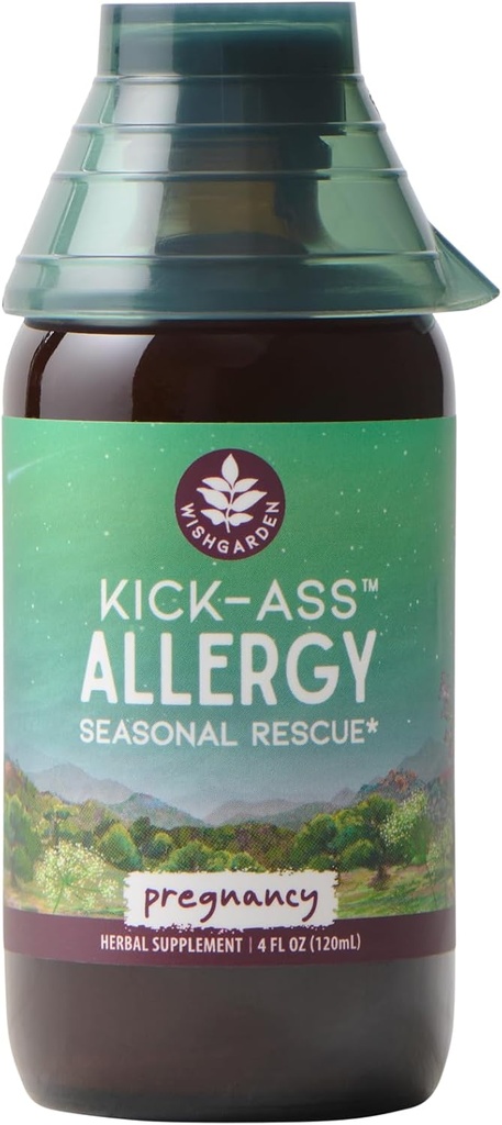 WishGarden Herbs Kick-Ass Allergy for Pregnancy - Plant-Based Herbal Allergy Supplement w/Nettle Leaf, Echinacea &amp; Yerba Santa, Safely Supports Healthy Histamine Response to Seasonal Irritants, 4oz