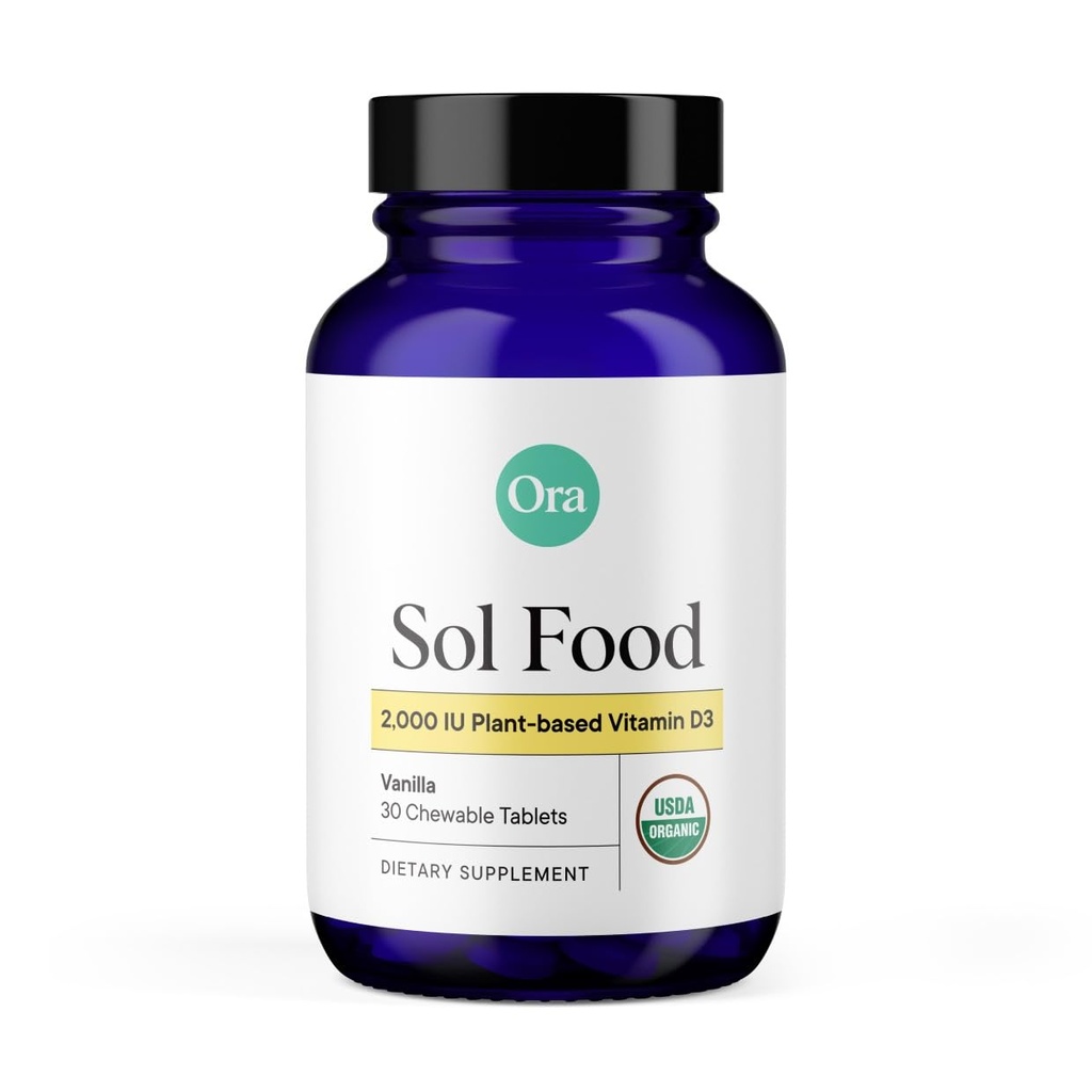 Ora Organic Vitamin D3 2000IU - Vegan Vitamin D Chewables de Lichen for Bone Health, Immune Support, " Mood peru Maximum Absorption - 1 Month Supply, 30 Vegan Chewable Vanilla Tablets