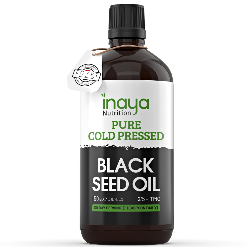 Nigella Sativa Black Seed Oil – Pure Cold-Pressed with 2% Thymoquinone Silencio Egipcio Fuented ← Nutrient-Rich for General Wellness, Hair & Skin Care ← 30 Servimientos en Glass Bottle