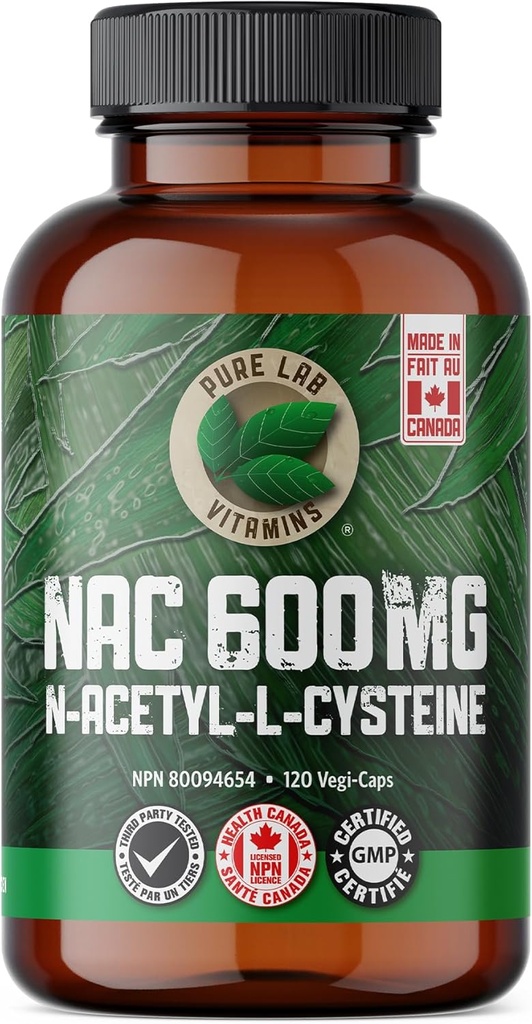 Vitaminas de laboratorio puro NAC (N-Acetyl-Cysteine) 600 mg - 120 caps Made in Canada