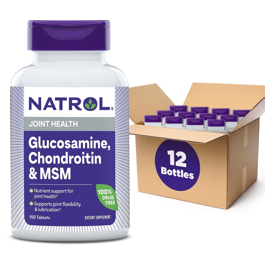 Natrol Glucosamine Chondroitin y MSM Tablets, 150-Count (Pack of 12