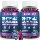 2 Pack 300MG 5-HTP GABA Suplemento de sueño con 200mg L-Theanine Suplemento para Cerebro, Estabilizador de Mood y Apoyo al sueño, Melatonin-Free, Omega 3-6-9 para Zzzs Naturales, Blueberry Flavor